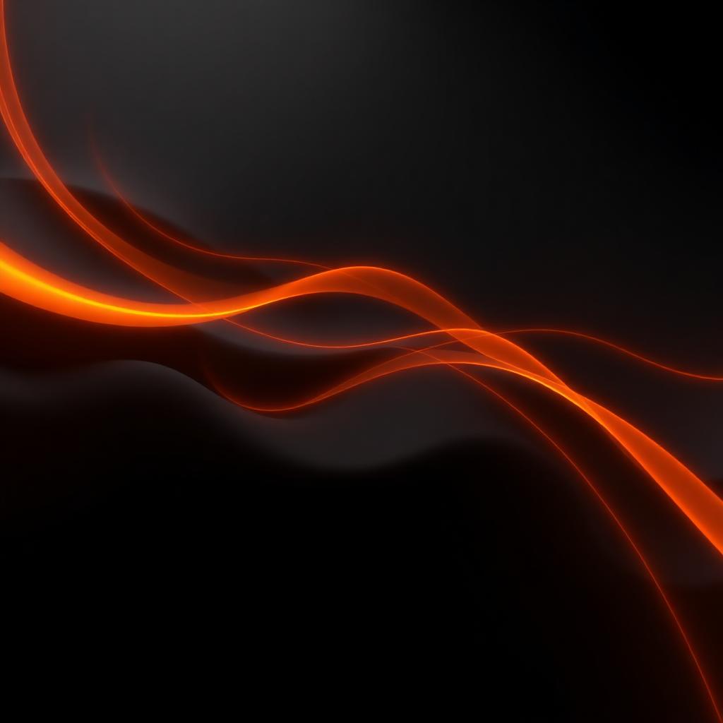 Abstract flowing ember orange ribbons on dark charcoal background